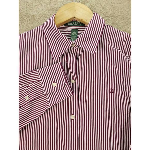 Lauren Ralph Lauren Tops - Lauren Ralph Lauren Striped Poplin Shirt 100% Cotton Vertical Stripes Logo